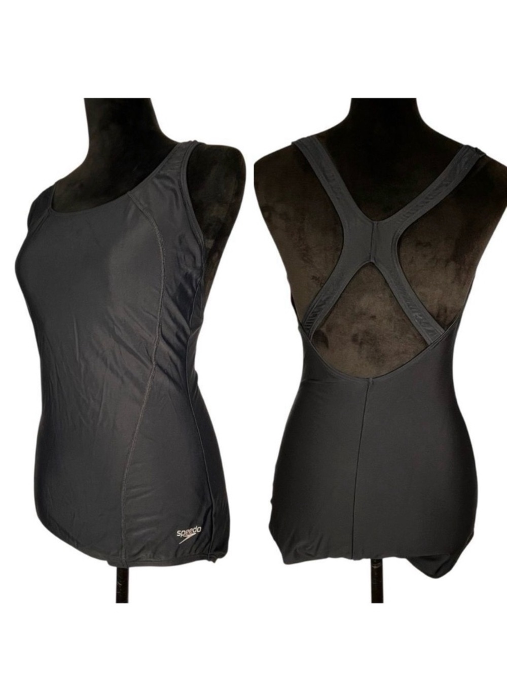 Speedo Black Racerback Swimsuit One Piece Bathing Suit Swimwear Women’s Size 12